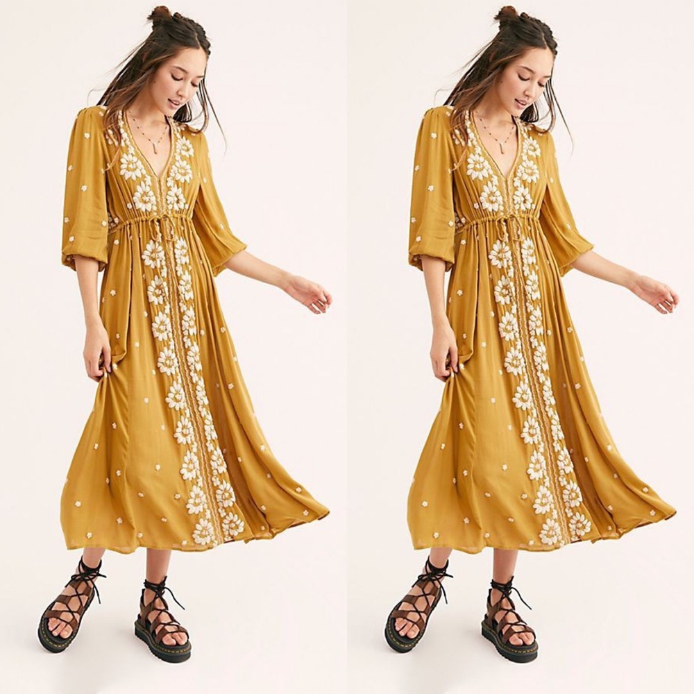Free People Embroidered Fable Maxi Dress